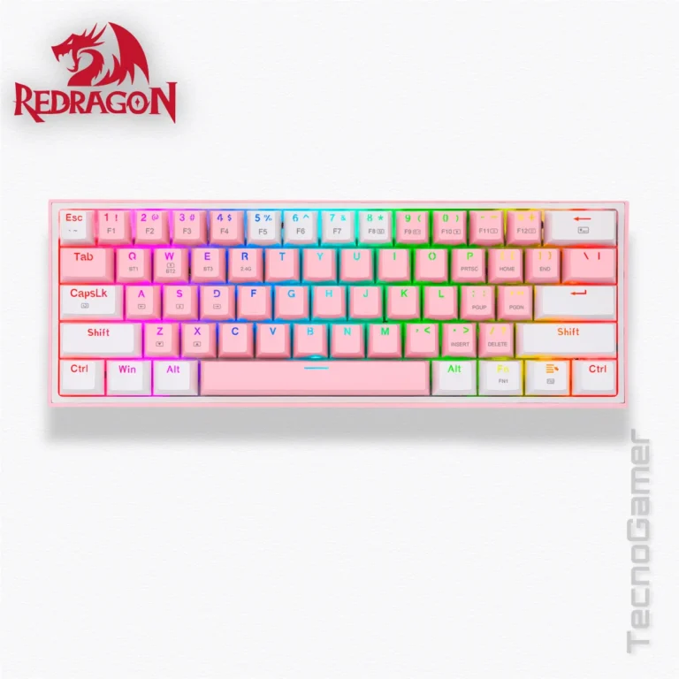 Teclado REDRAGON FIZZ PRO PINK/WHITE RGB WIRELESS