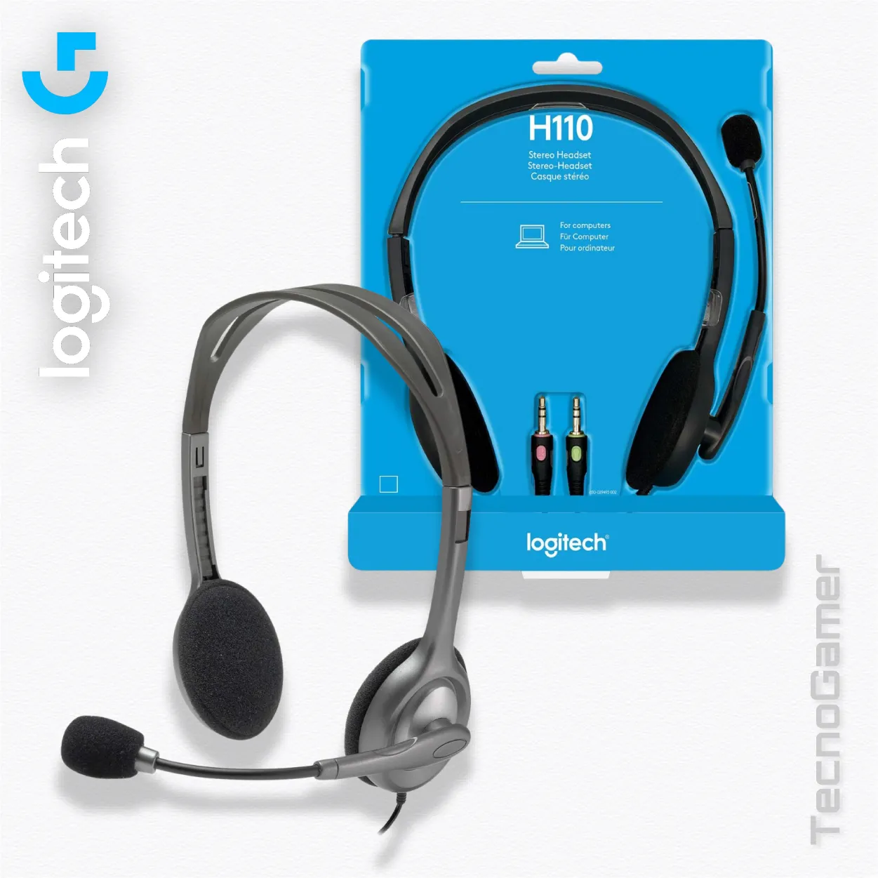 Audifono LOGITECH H110 C/microfono DUAL PLUG 3,5 en TecnoGamer Bolivia