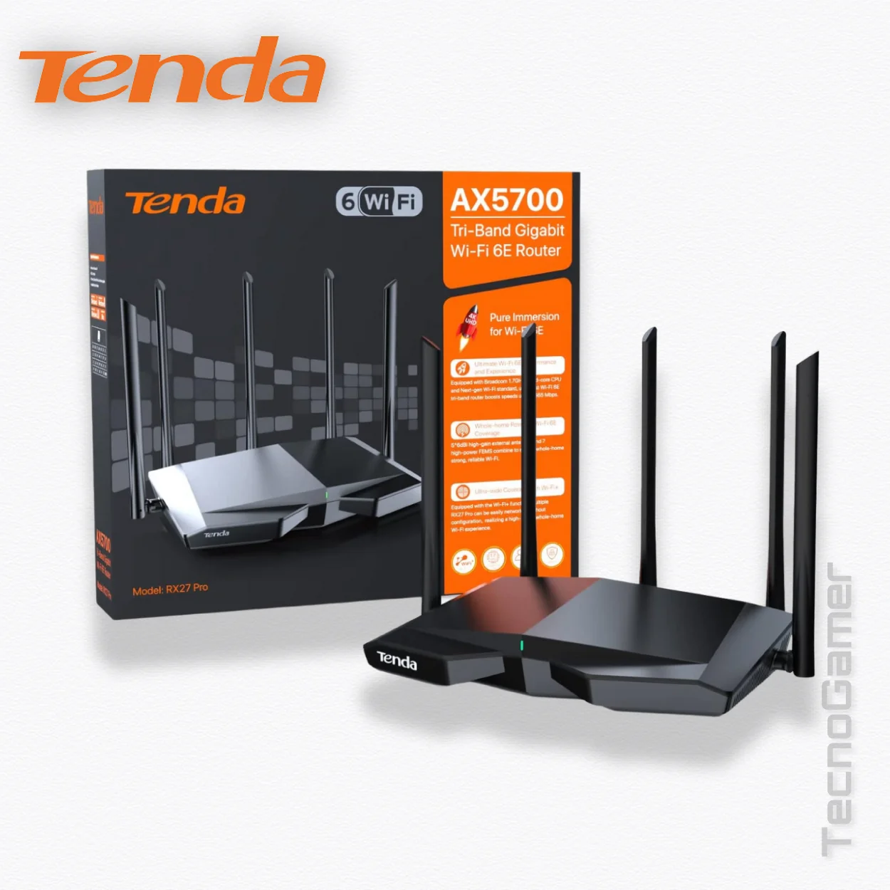 Router Tenda TX27PRO,5 ANTENAS,AX5700,TRIBAND GIGABIT WIFI 6E - Image 4